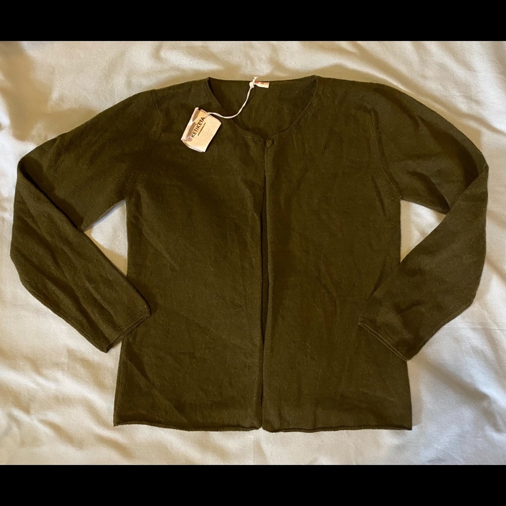 $116 NWT Ketiketa 12 Girl Cardigan Sweater Wool Moss Green Fair Trade Button Up